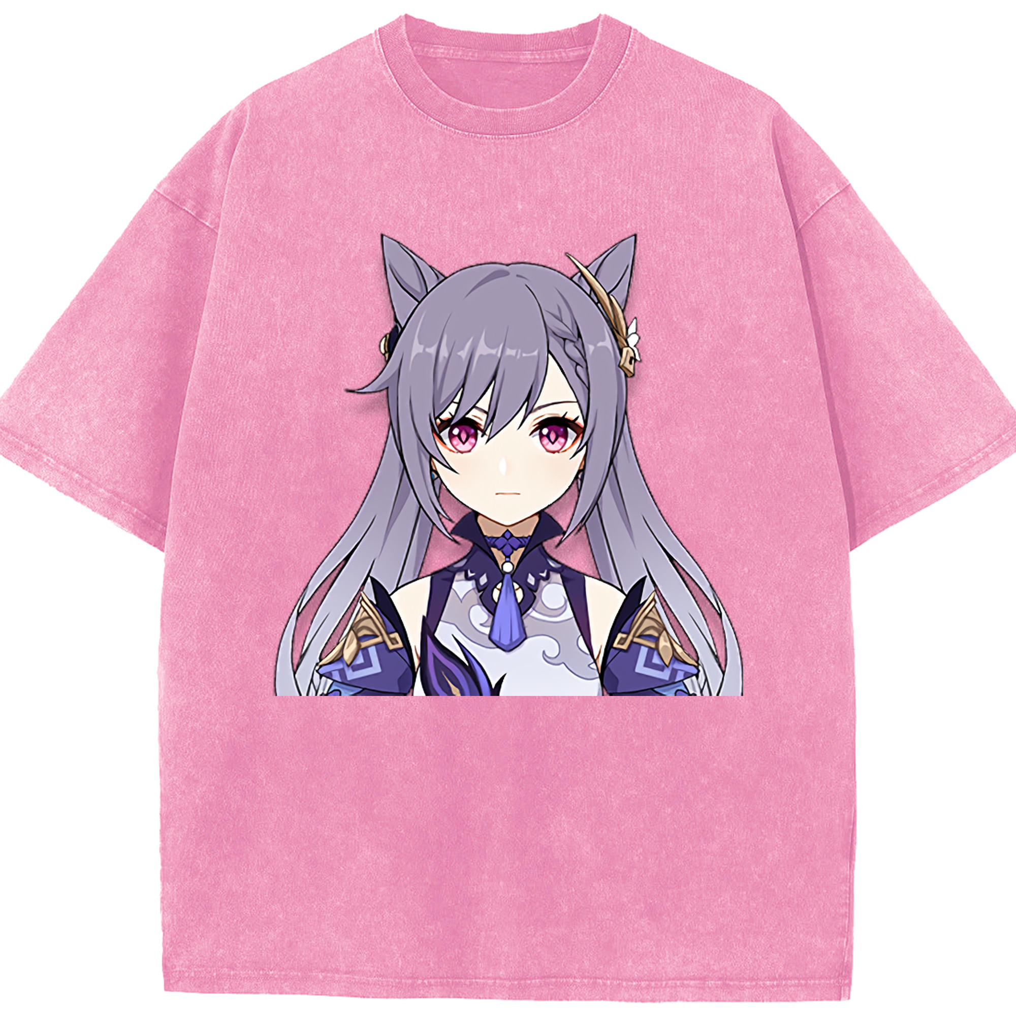 げんし神 刻晴 こくせい genshin Kokusei 綿100% ヴィンテージ風 半袖Tシャツ（フロントプリント）
